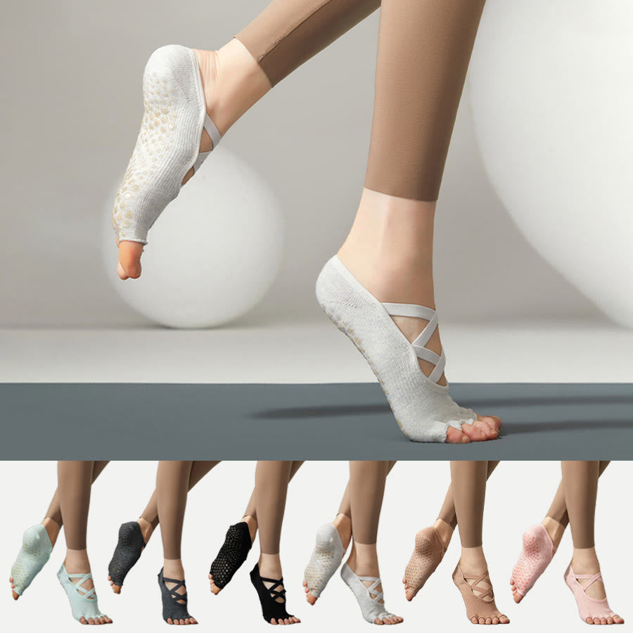 Calze antiscivolo Olivenorma con cinturino incrociato per yoga, pilates e barre, calze da yoga da donna - image 0