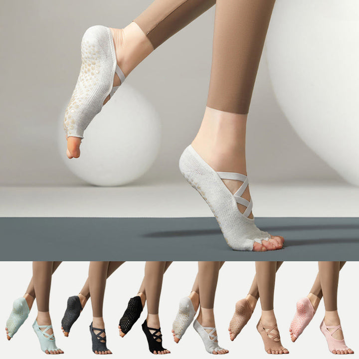 Calze antiscivolo Olivenorma con cinturino incrociato per yoga, pilates e barre, calze da yoga da donna - image 0