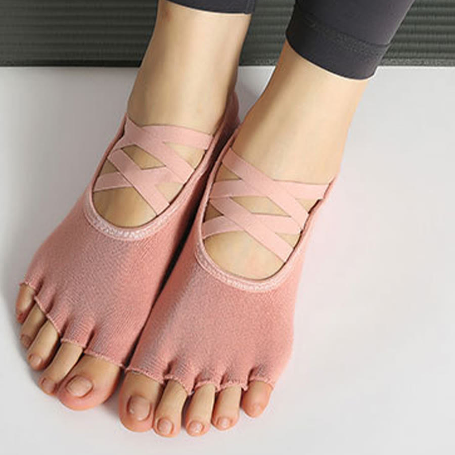 Calzini da yoga da donna Olivenorma con cinturino incrociato, punta aperta e antiscivolo, ad alta trazione. - image 19