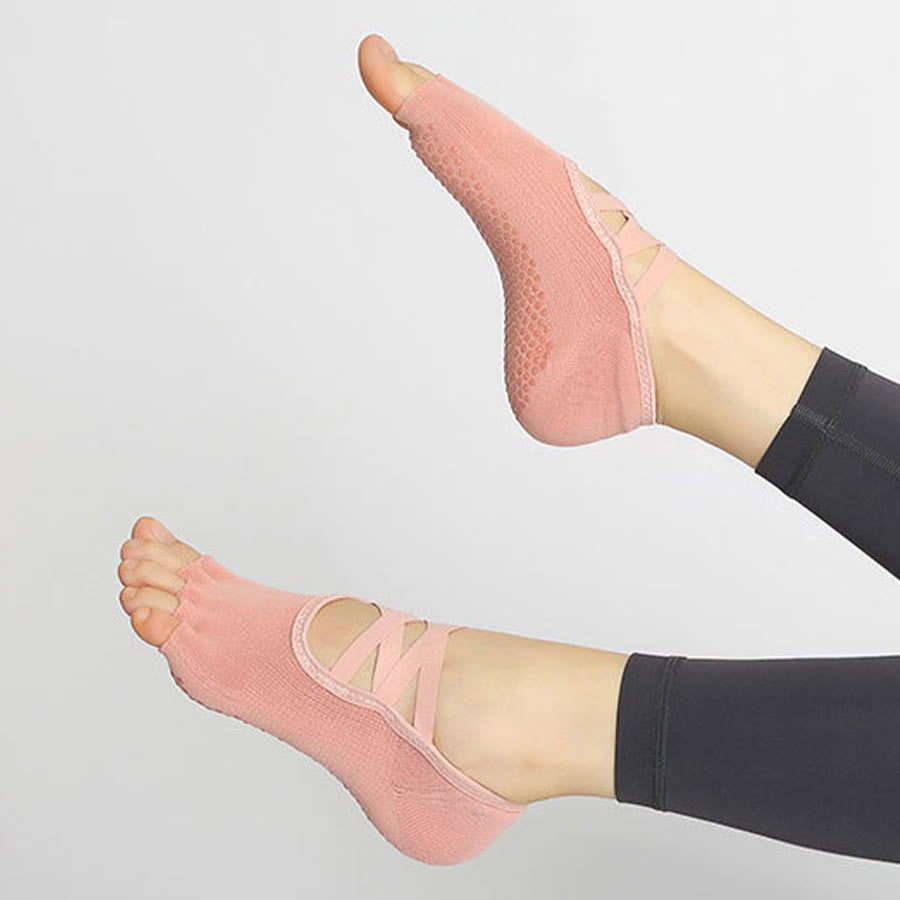 Calzini da yoga da donna Olivenorma con cinturino incrociato, punta aperta e antiscivolo, ad alta trazione. - image 21
