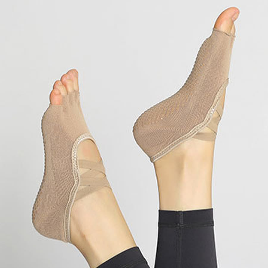 Calzini da yoga da donna Olivenorma con cinturino incrociato, punta aperta e antiscivolo, ad alta trazione. - image 27