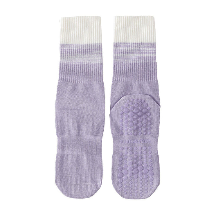 Calzini da yoga da donna Olivenorma bicolore a mezza gamba antiscivolo con pois in silicone. - Viola - 10 paia - image 12
