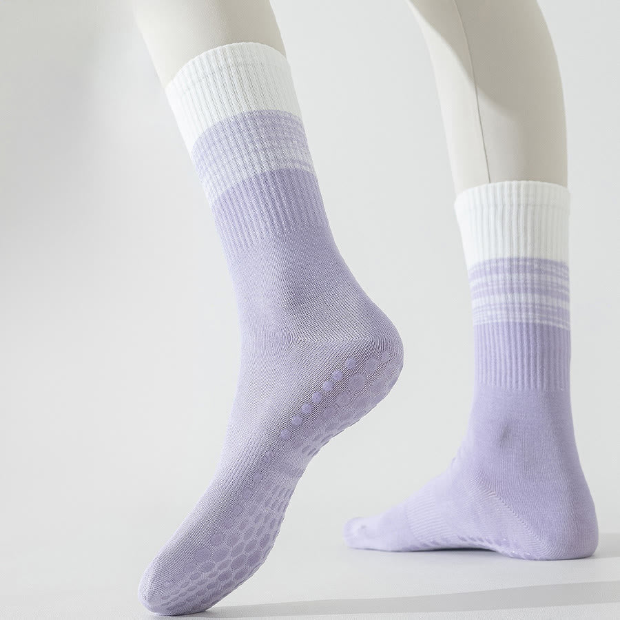 Calzini da yoga da donna Olivenorma bicolore a mezza gamba antiscivolo con pois in silicone. - image 14