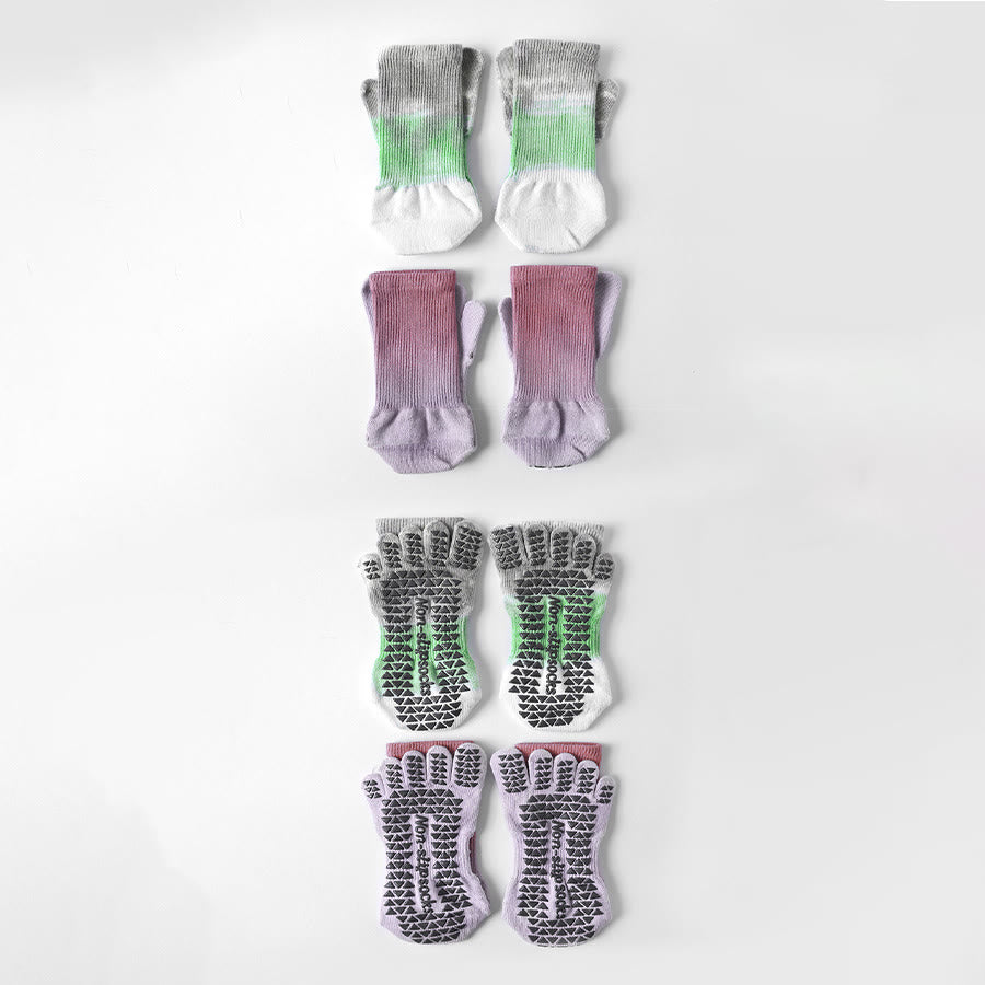 Calzini da yoga da donna Olivenorma con design tie-dye, a cinque dita e antiscivolo, ideali per allenamenti indoor. - image 2