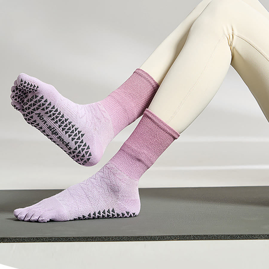 Calzini da yoga da donna Olivenorma con design tie-dye, a cinque dita e antiscivolo, ideali per allenamenti indoor. - image 12