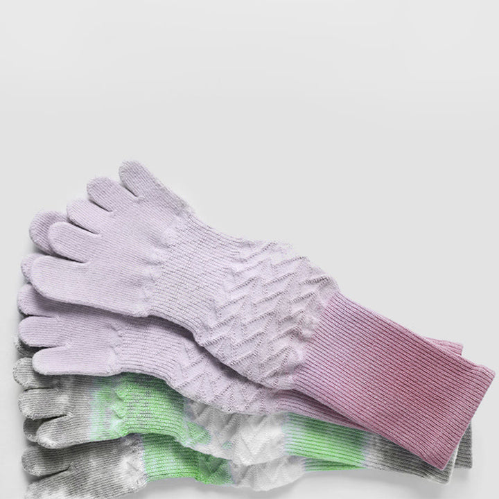 Calzini da yoga da donna Olivenorma con design tie-dye, a cinque dita e antiscivolo, ideali per allenamenti indoor. - image 3