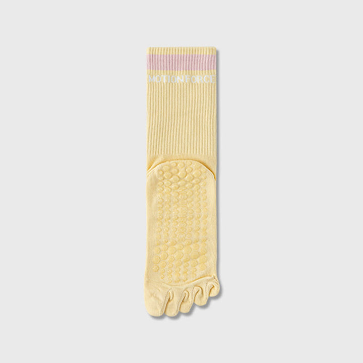 Calzini da yoga da donna Olivenorma Secure-Fit a cinque dita, antiscivolo con bordo a contrasto. - Giallo - 10 paia - image 3