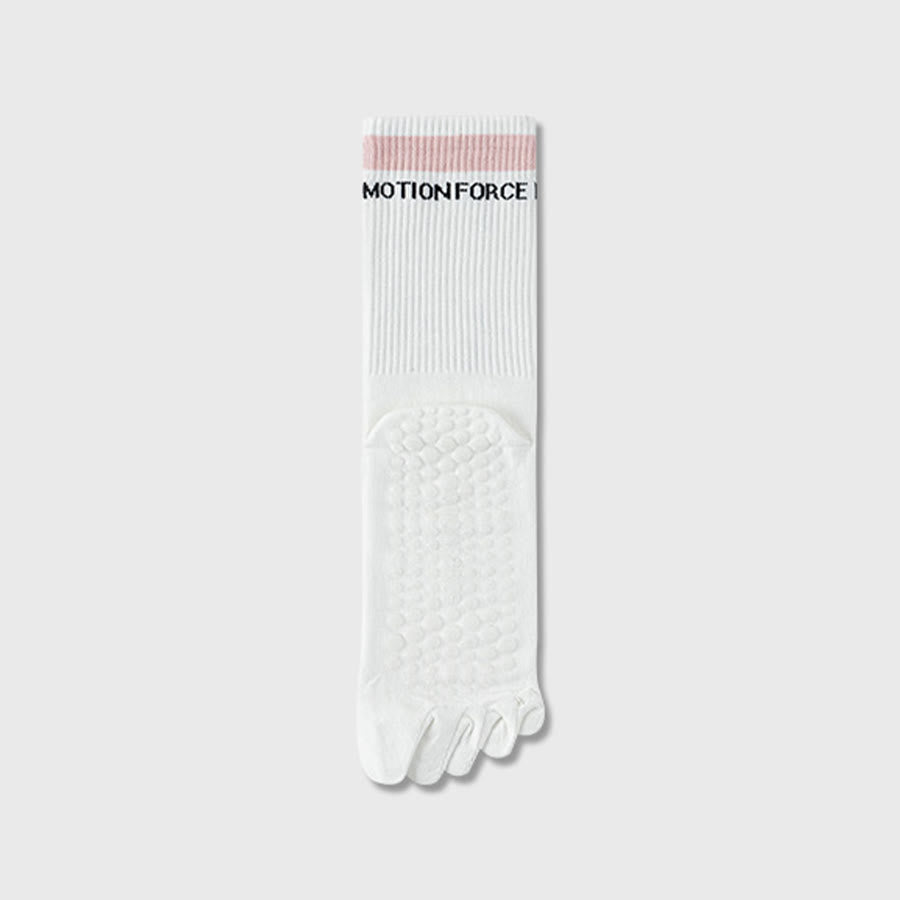 Calzini da yoga da donna Olivenorma Secure-Fit a cinque dita, antiscivolo con bordo a contrasto. - Bianco-Rosa - 10 paia - image 7