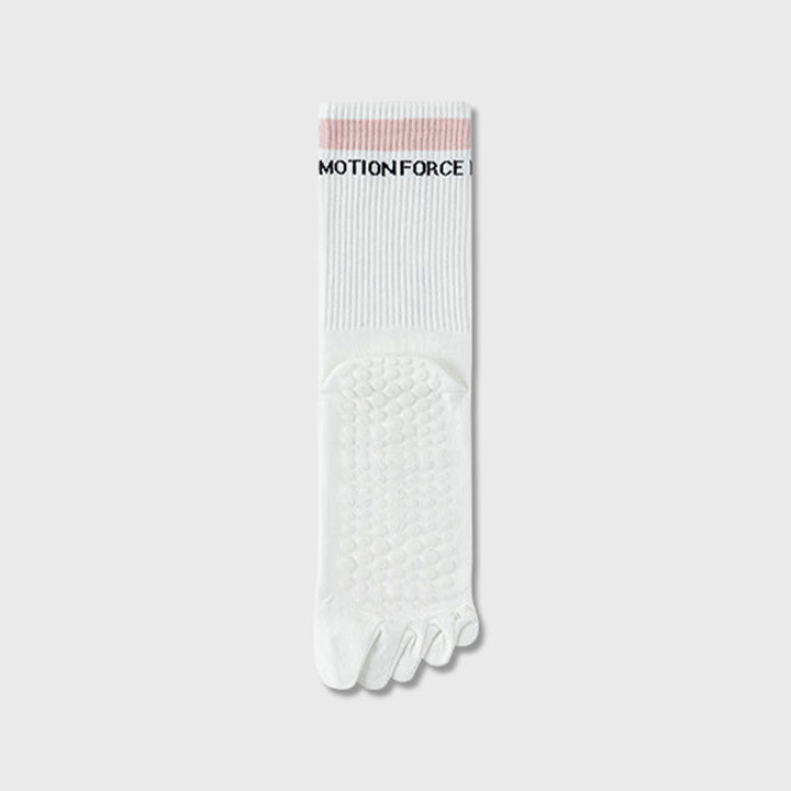 Calzini da yoga da donna Olivenorma Secure-Fit a cinque dita, antiscivolo con bordo a contrasto. - Bianco-Rosa - 10 paia - image 7