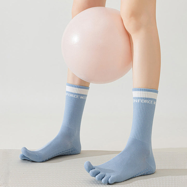Calzini da yoga da donna Olivenorma Secure-Fit a cinque dita, antiscivolo con bordo a contrasto. - image 15