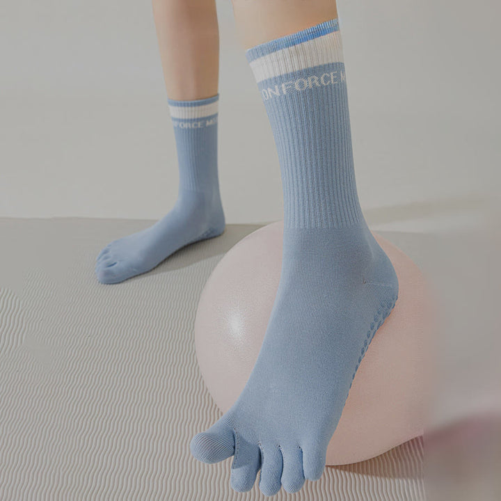 Calzini da yoga da donna Olivenorma Secure-Fit a cinque dita, antiscivolo con bordo a contrasto. - image 12