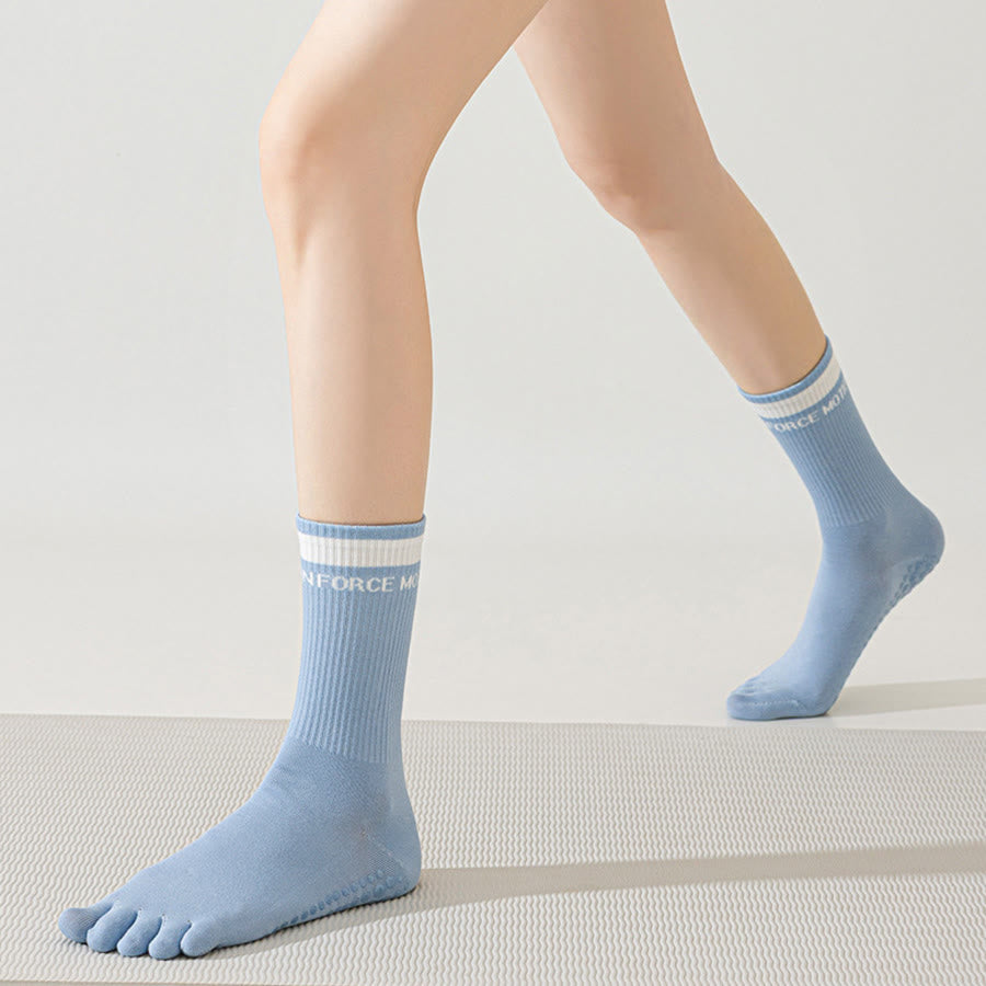 Calzini da yoga da donna Olivenorma Secure-Fit a cinque dita, antiscivolo con bordo a contrasto. - image 13