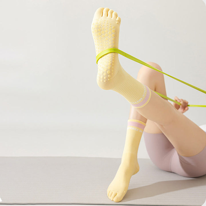 Calzini da yoga da donna Olivenorma Secure-Fit a cinque dita, antiscivolo con bordo a contrasto. - image 5