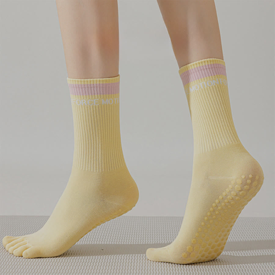 Calzini da yoga da donna Olivenorma Secure-Fit a cinque dita, antiscivolo con bordo a contrasto. - image 6