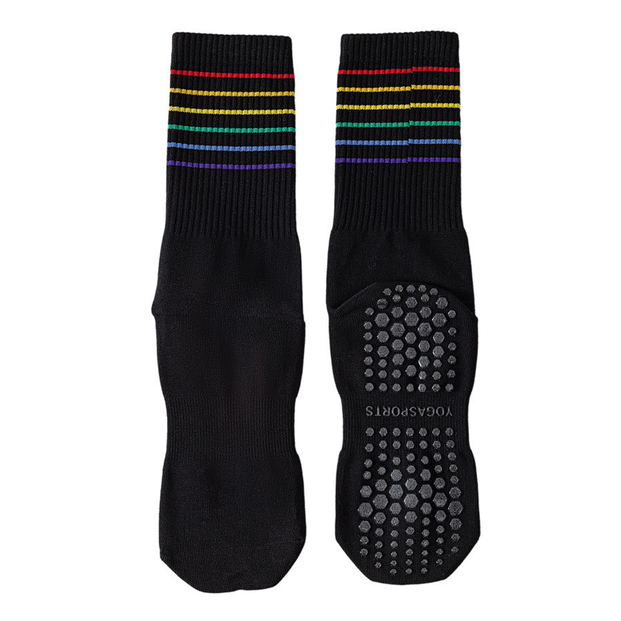 Calzini da yoga da donna Olivenorma a righe arcobaleno, antiscivolo e ammortizzanti, lunghezza media. - Nero - 10 paia - image 20