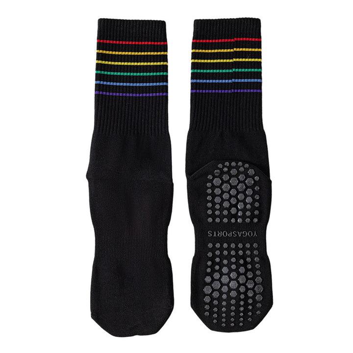 Calzini da yoga da donna Olivenorma a righe arcobaleno, antiscivolo e ammortizzanti, lunghezza media. - Nero - 10 paia - image 20