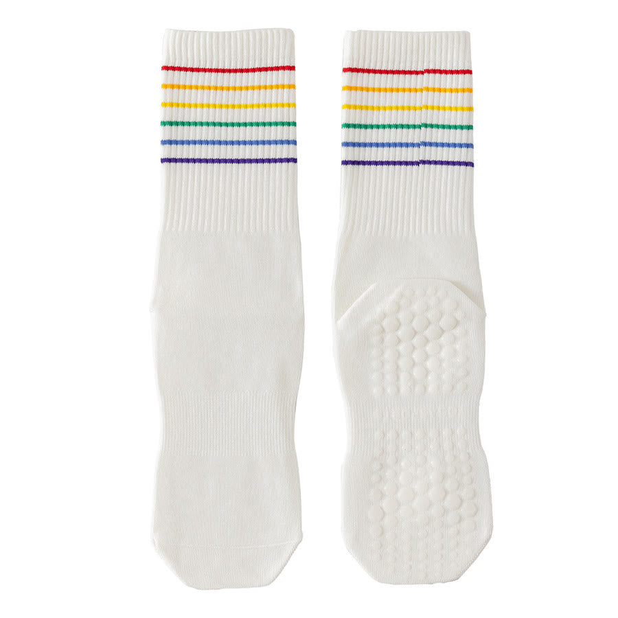 Calzini da yoga da donna Olivenorma a righe arcobaleno, antiscivolo e ammortizzanti, lunghezza media. - Bianco - 10 paia - image 10