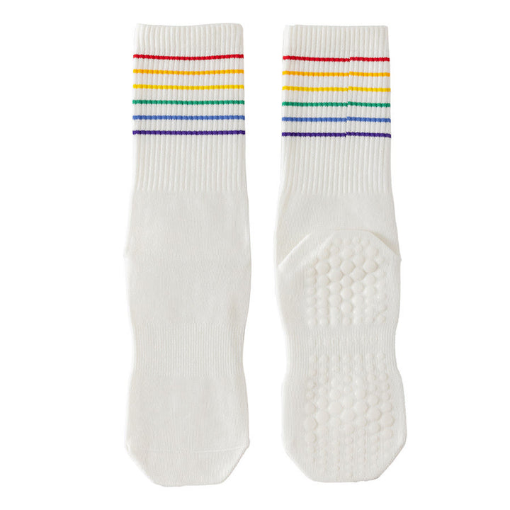 Calzini da yoga da donna Olivenorma a righe arcobaleno, antiscivolo e ammortizzanti, lunghezza media. - Bianco - 10 paia - image 10