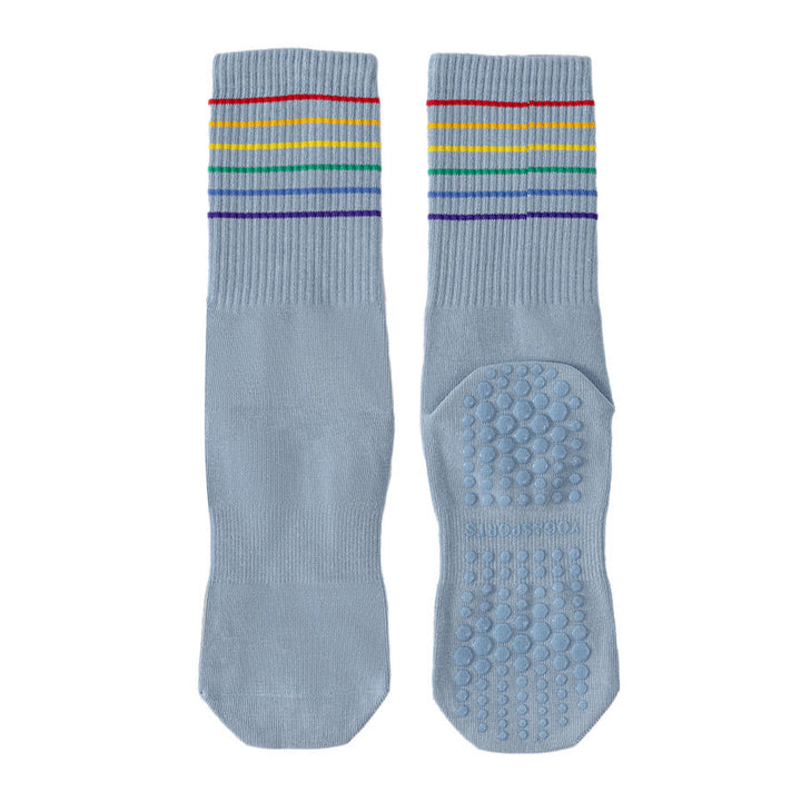 Calzini da yoga da donna Olivenorma a righe arcobaleno, antiscivolo e ammortizzanti, lunghezza media. - Blu - 10 paia - image 19
