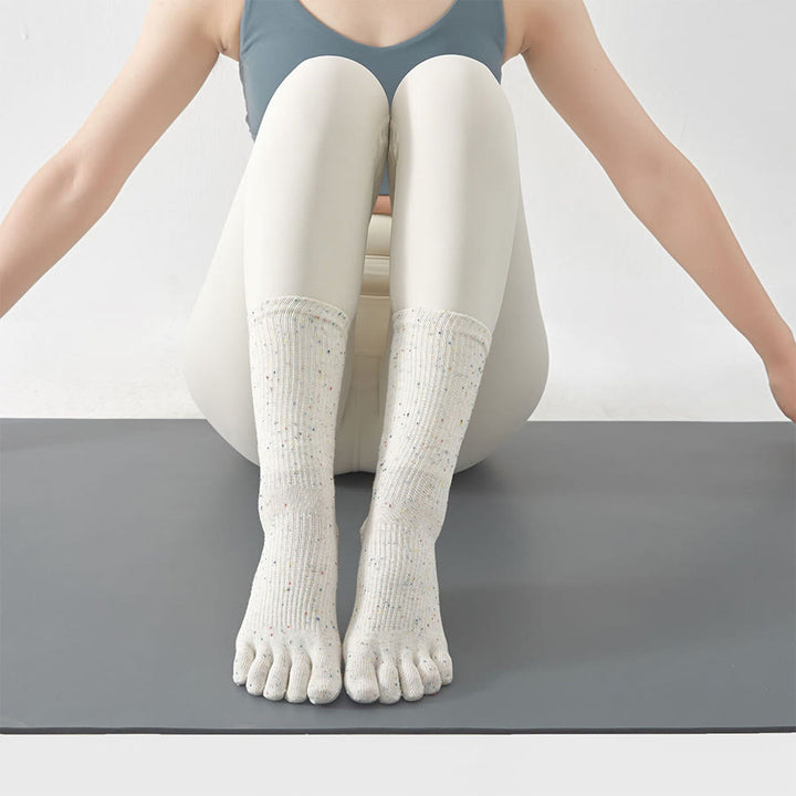 Calzini da yoga da donna Olivenorma Stable Traction a cinque dita, antiscivolo, ideali per la pratica dello yoga. - Bianco - 10 paia - image 6