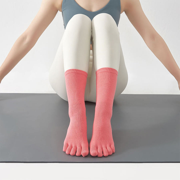 Calzini da yoga da donna Olivenorma Stable Traction a cinque dita, antiscivolo, ideali per la pratica dello yoga. - Rosa - 10 paia - image 12