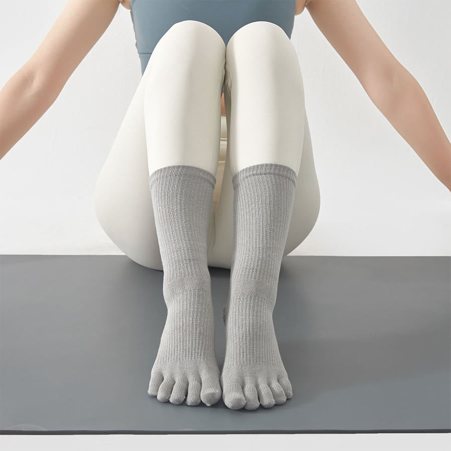 Calzini da yoga da donna Olivenorma Stable Traction a cinque dita, antiscivolo, ideali per la pratica dello yoga. - Grigio - 10 paia - image 8