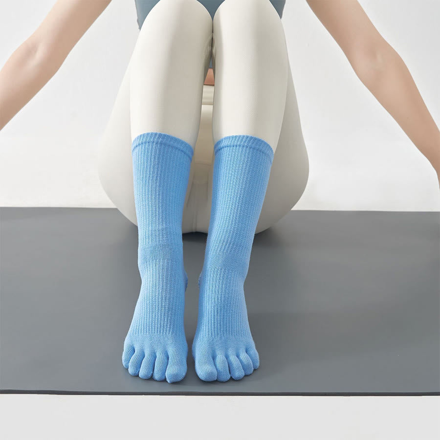 Calzini da yoga da donna Olivenorma Stable Traction a cinque dita, antiscivolo, ideali per la pratica dello yoga. - Blu - 10 paia - image 1