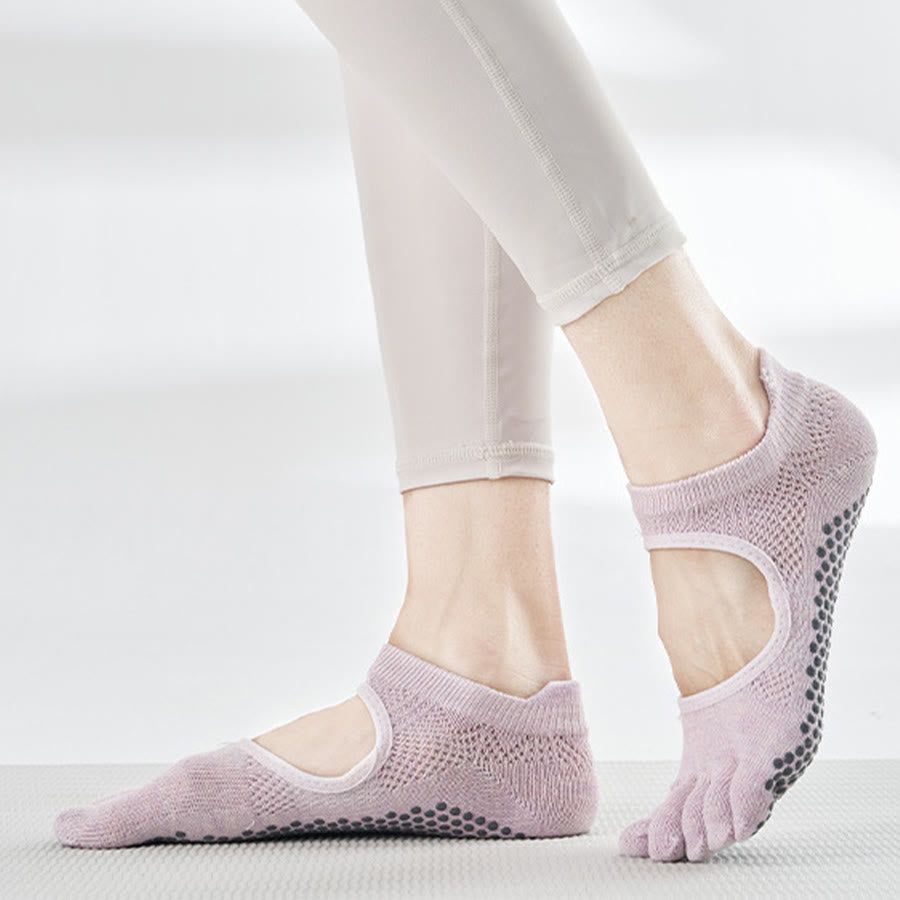 Calze da yoga Olivenorma multi-sport a cinque dita antiscivolo con lato aperto, calze da donna. - image 7