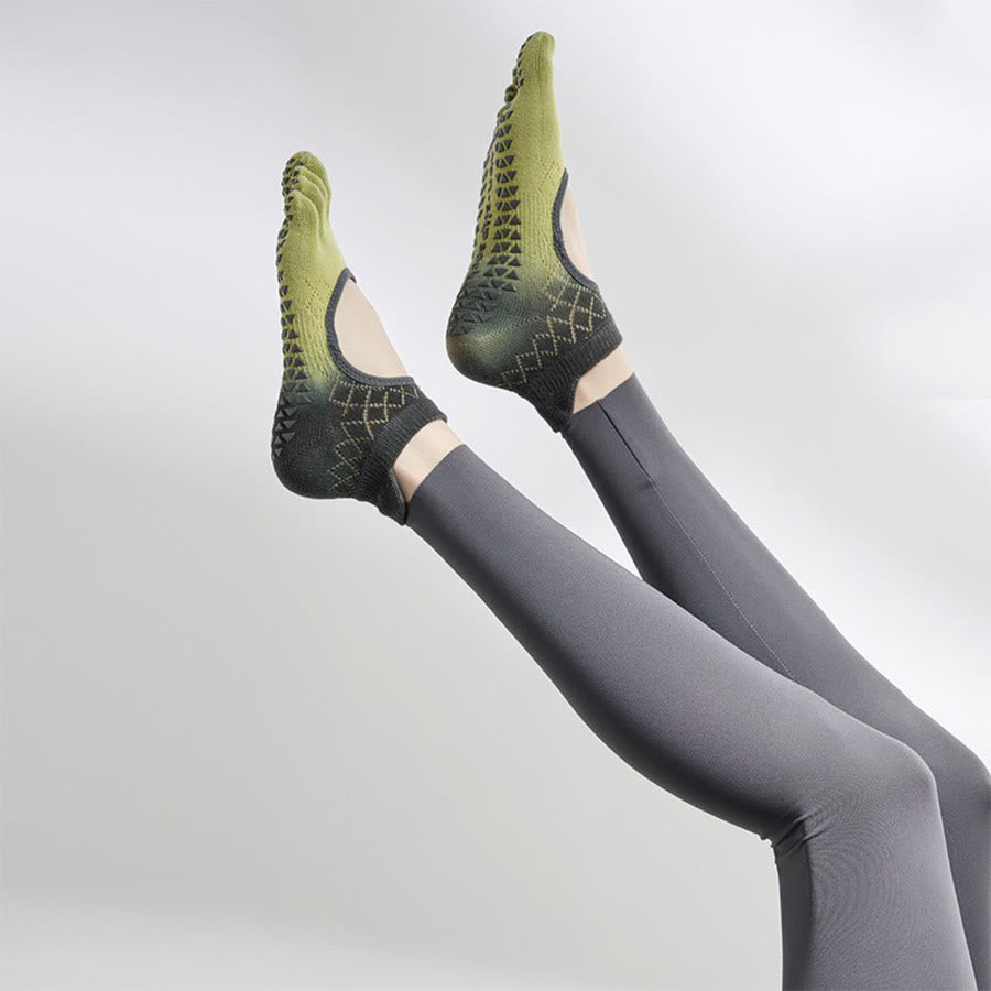 Calze da yoga Olivenorma multi-sport a cinque dita antiscivolo con lato aperto, calze da donna. - Grigio oliva sfumato e punta intera - 10 paia - image 30