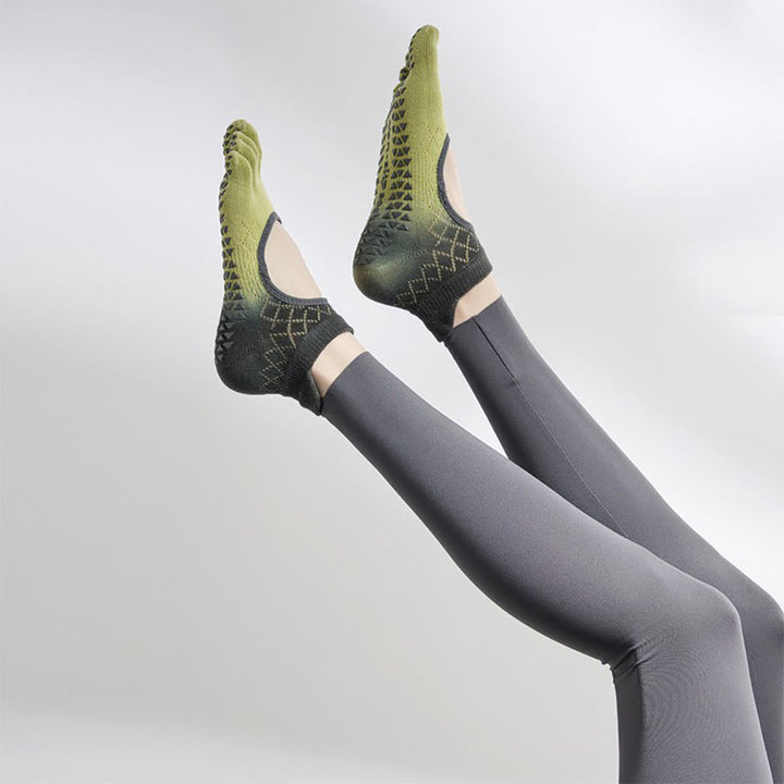 Calze da yoga Olivenorma multi-sport a cinque dita antiscivolo con lato aperto, calze da donna. - Grigio oliva sfumato e punta intera - 10 paia - image 30