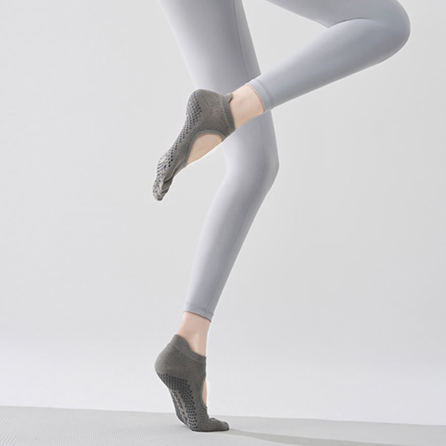 Calze da yoga Olivenorma multi-sport a cinque dita antiscivolo con lato aperto, calze da donna. - Grigio e punta intera - 10 paia - image 15