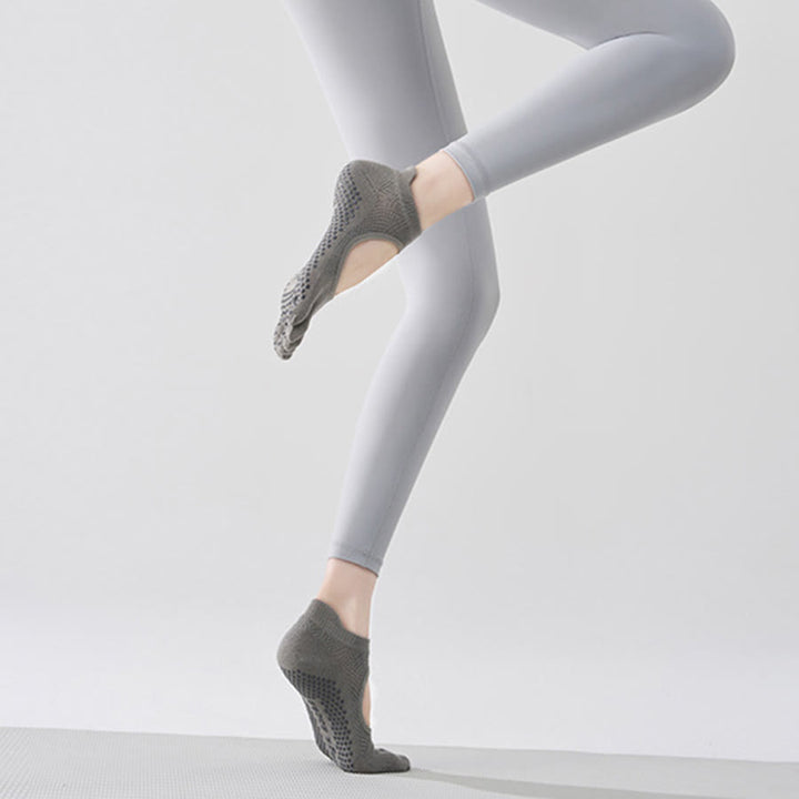 Calze da yoga Olivenorma multi-sport a cinque dita antiscivolo con lato aperto, calze da donna. - Grigio e punta intera - 10 paia - image 15