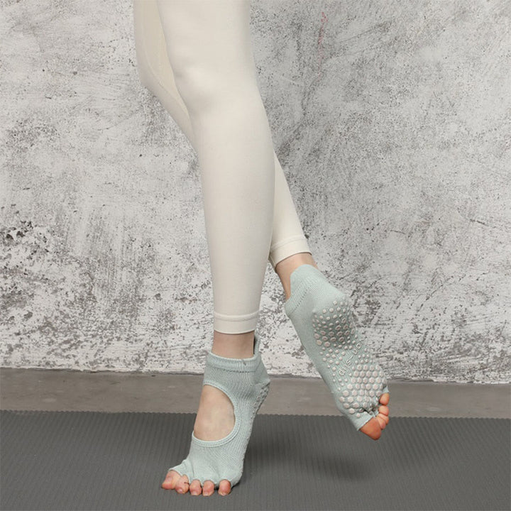 Calze da yoga Olivenorma multi-sport a cinque dita antiscivolo con lato aperto, calze da donna. - Verde chiaro fresco e punta aperta - 10 paia - image 26