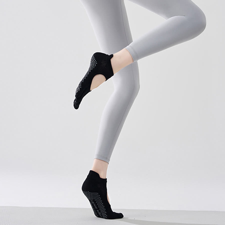 Calze da yoga Olivenorma multi-sport a cinque dita antiscivolo con lato aperto, calze da donna. - Gem Black & Full Toe - 10 paia - image 16