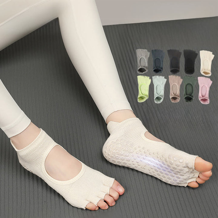 Calze da yoga Olivenorma multi-sport a cinque dita antiscivolo con lato aperto, calze da donna. - image 20