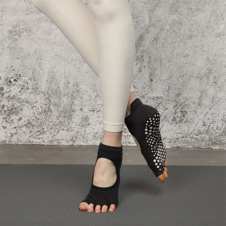 Calze da yoga Olivenorma multi-sport a cinque dita antiscivolo con lato aperto, calze da donna. - Classiche nere e a punta aperta - 10 paia - image 22