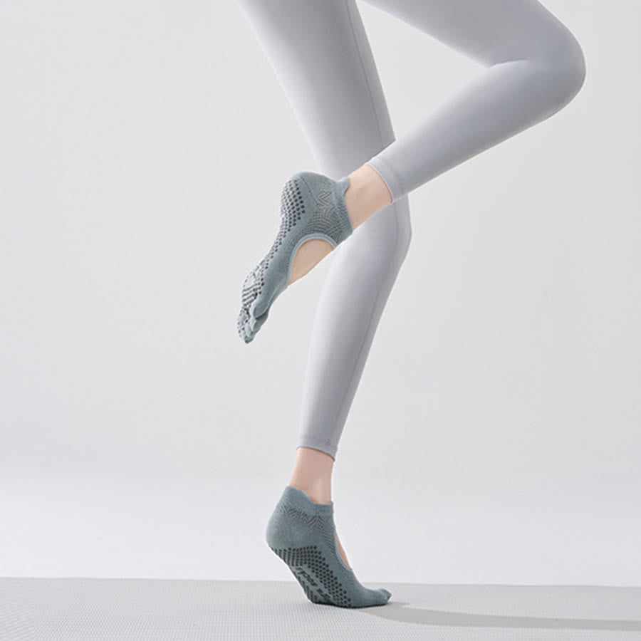 Calze da yoga Olivenorma multi-sport a cinque dita antiscivolo con lato aperto, calze da donna. - Turchese e punta intera - 10 paia - image 11