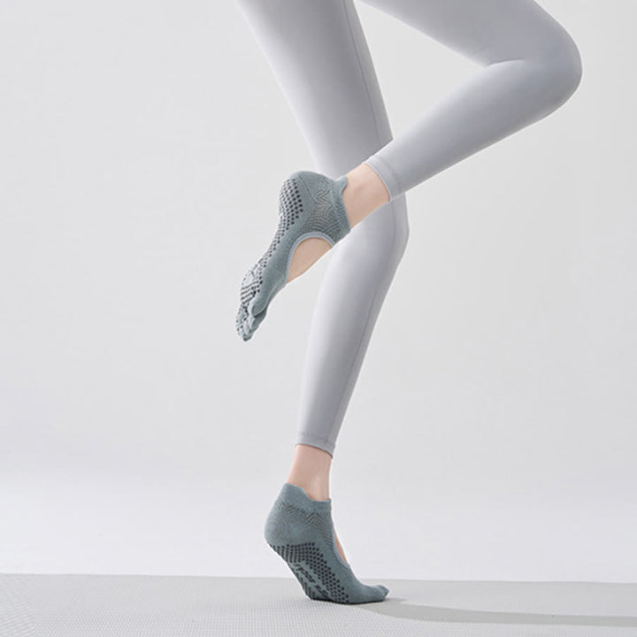 Calze da yoga Olivenorma multi-sport a cinque dita antiscivolo con lato aperto, calze da donna. - Turchese e punta intera - 10 paia - image 11