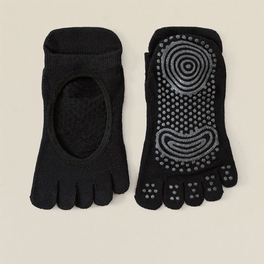 Calze antiscivolo professionali Olivenorma a cinque dita per Pilates e salto con la corda, calze yoga da donna - Nero - 10 paia - image 21