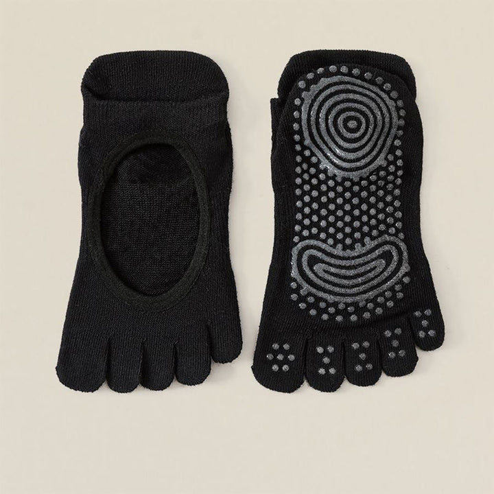 Calze antiscivolo professionali Olivenorma a cinque dita per Pilates e salto con la corda, calze yoga da donna - Nero - 10 paia - image 21