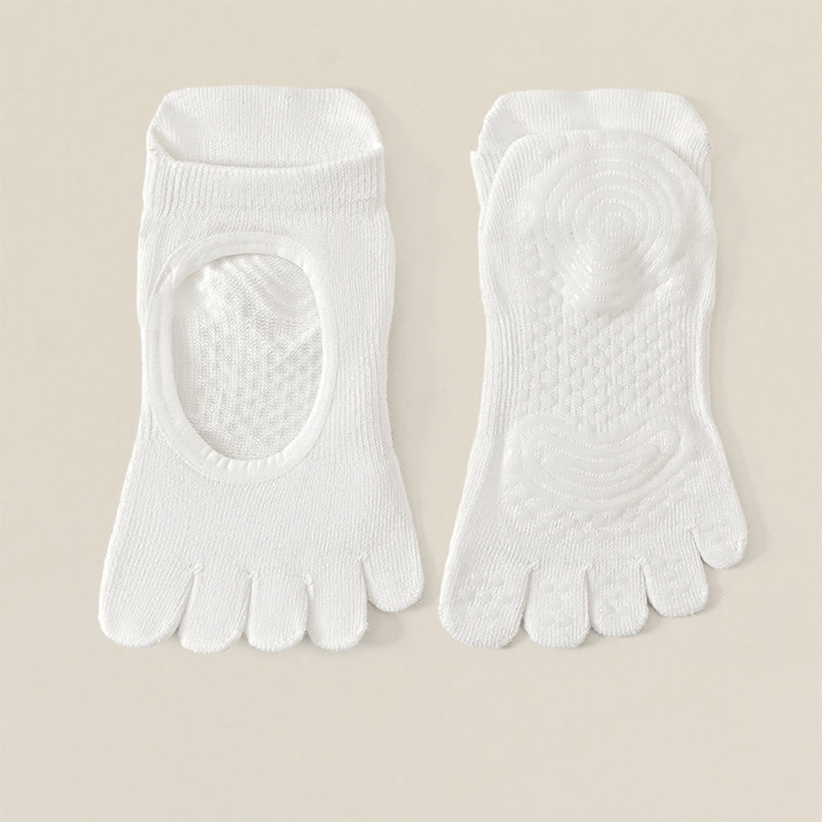 Calze antiscivolo professionali Olivenorma a cinque dita per Pilates e salto con la corda, calze yoga da donna - Crema - 10 paia - image 5