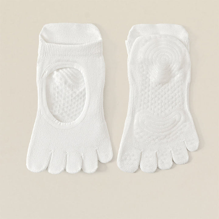 Calze antiscivolo professionali Olivenorma a cinque dita per Pilates e salto con la corda, calze yoga da donna - Crema - 10 paia - image 5