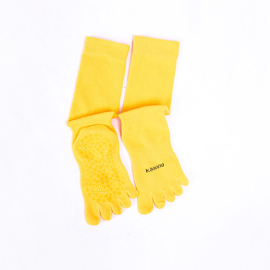 Calze da yoga da donna Olivenorma al ginocchio con cinque dita antiscivolo per calore e stabilità - Giallo - 10 paia - image 2