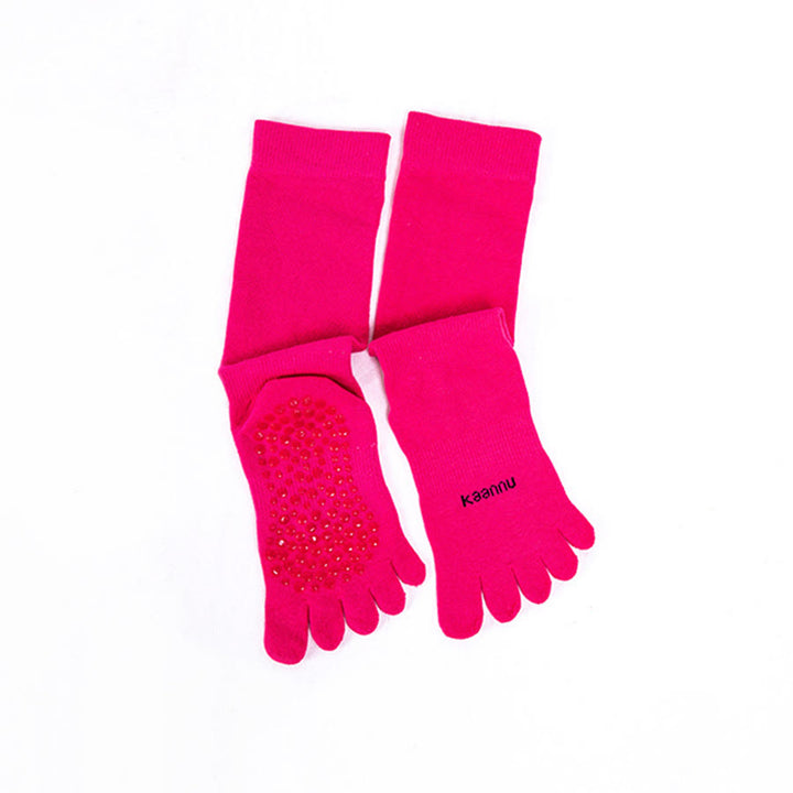 Calze da yoga da donna Olivenorma al ginocchio con cinque dita antiscivolo per calore e stabilità - Rosso rosa - 10 paia - image 11