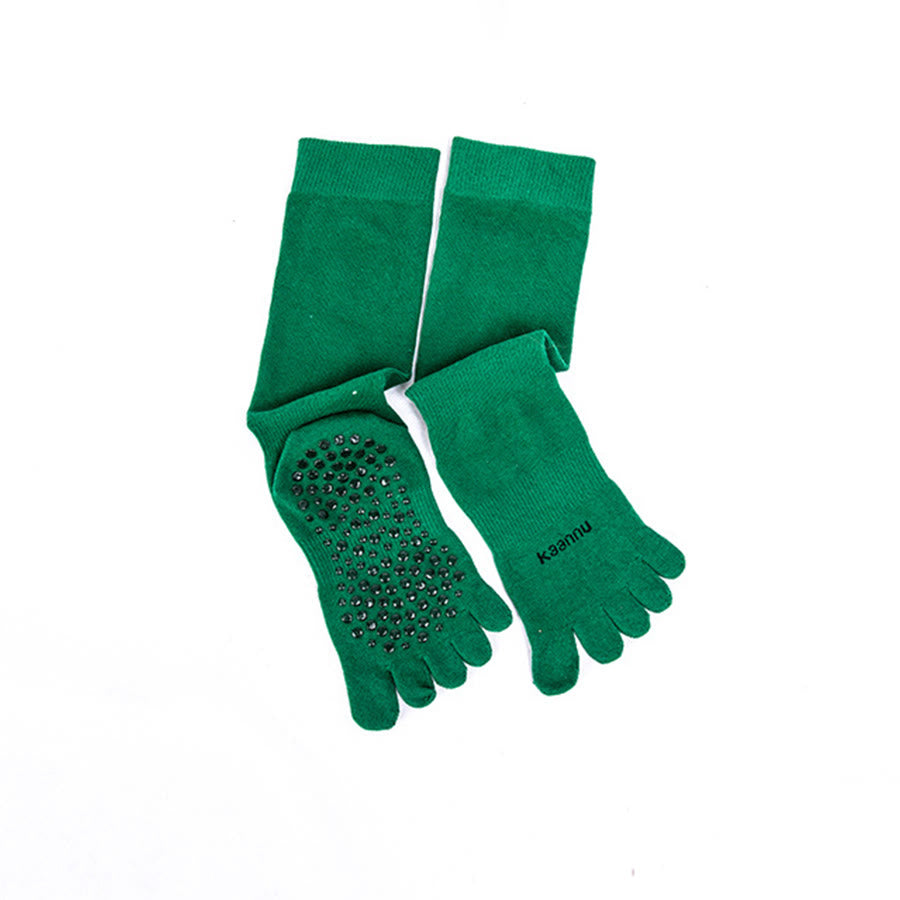 Calze da yoga da donna Olivenorma al ginocchio con cinque dita antiscivolo per calore e stabilità - Verde scuro - 10 paia - image 12