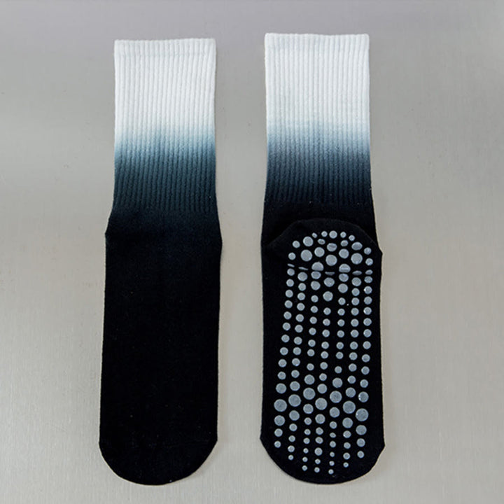 Calzini da yoga da donna Olivenorma con suola antiscivolo in silicone e gradiente di colore, lunghezza media. - Nero - 10 paia - image 9