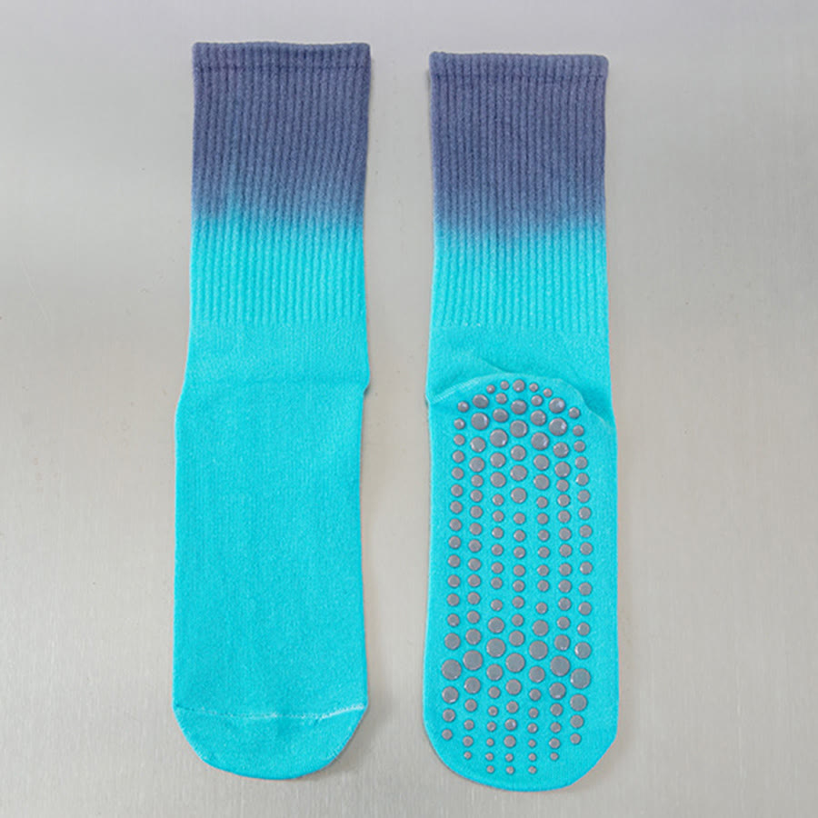 Calzini da yoga da donna Olivenorma con suola antiscivolo in silicone e gradiente di colore, lunghezza media. - Blu acquamarina - 10 paia - image 14