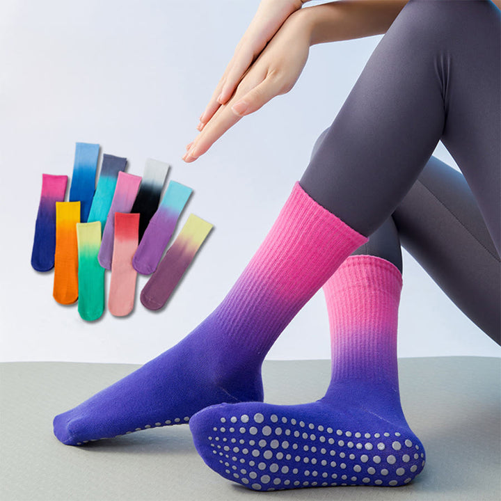 Calzini da yoga da donna Olivenorma con suola antiscivolo in silicone e gradiente di colore, lunghezza media. - image 0