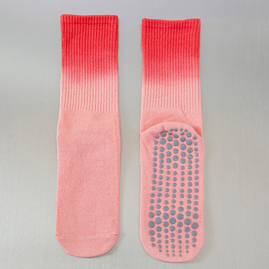 Calzini da yoga da donna Olivenorma con suola antiscivolo in silicone e gradiente di colore, lunghezza media. - Rosa Rosso - 10 paia - image 18