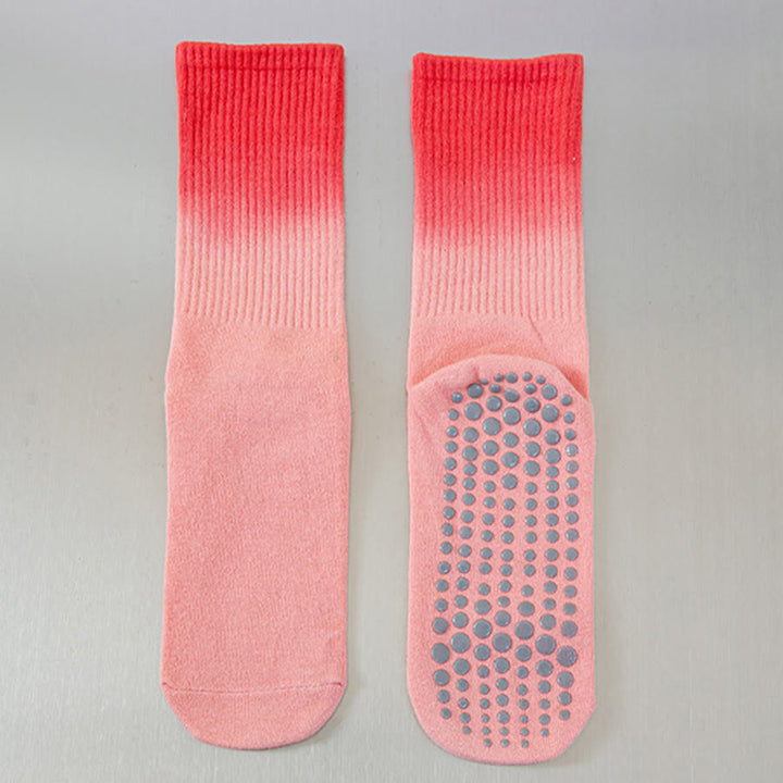 Calzini da yoga da donna Olivenorma con suola antiscivolo in silicone e gradiente di colore, lunghezza media. - Rosa Rosso - 10 paia - image 18